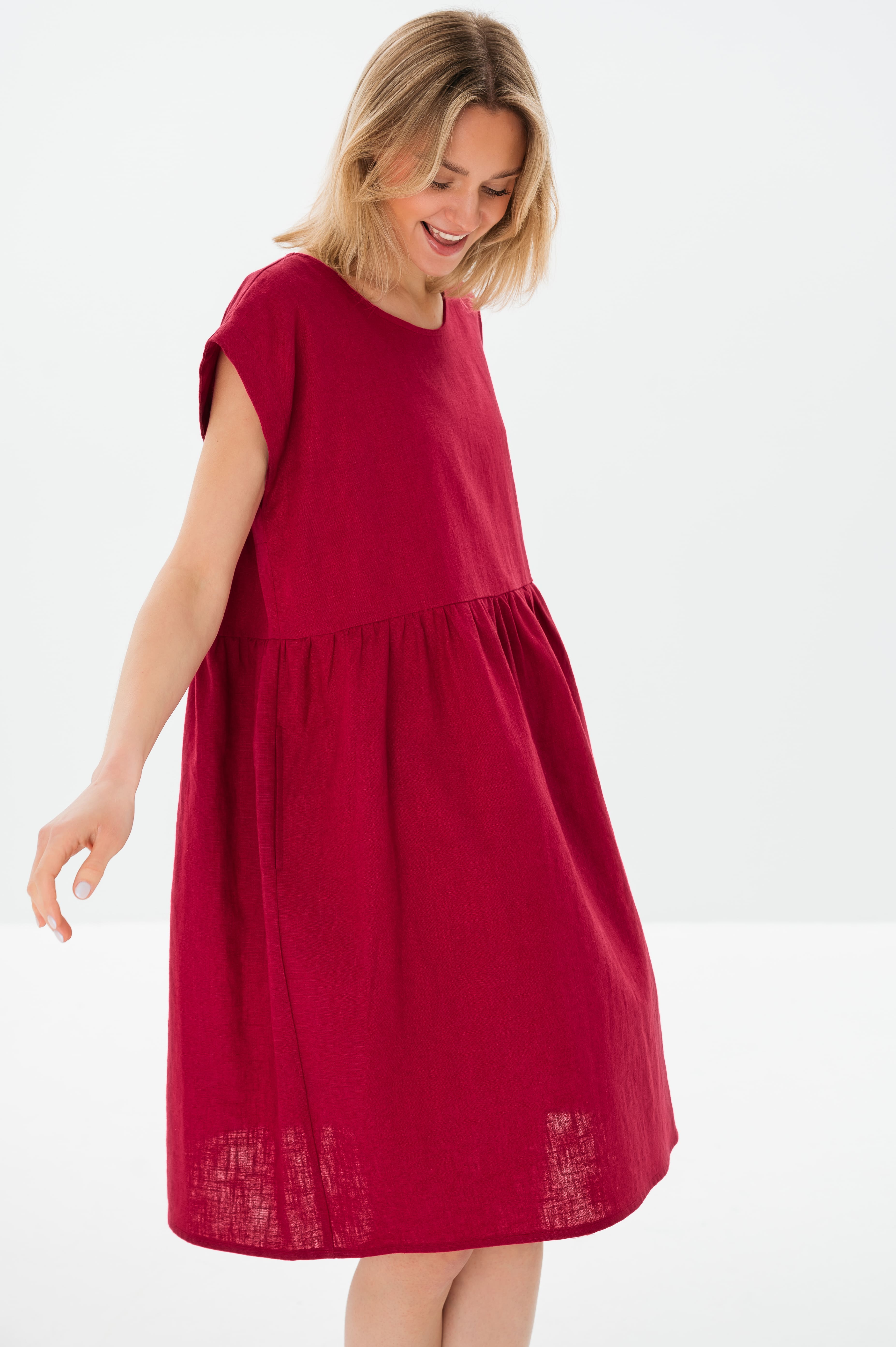 LUNA — Robe en lin décontractée à poches