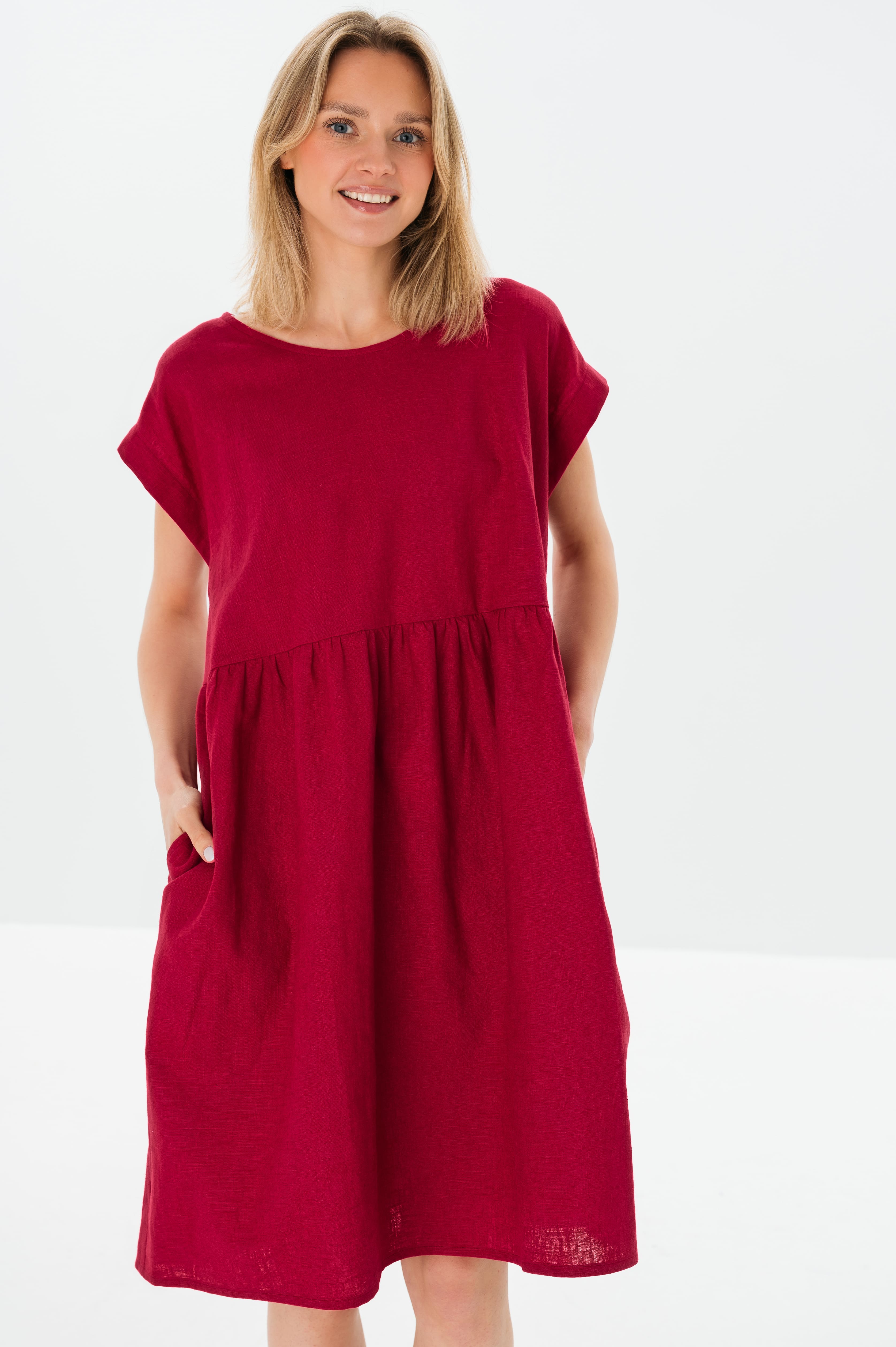 LUNA — Robe en lin décontractée à poches