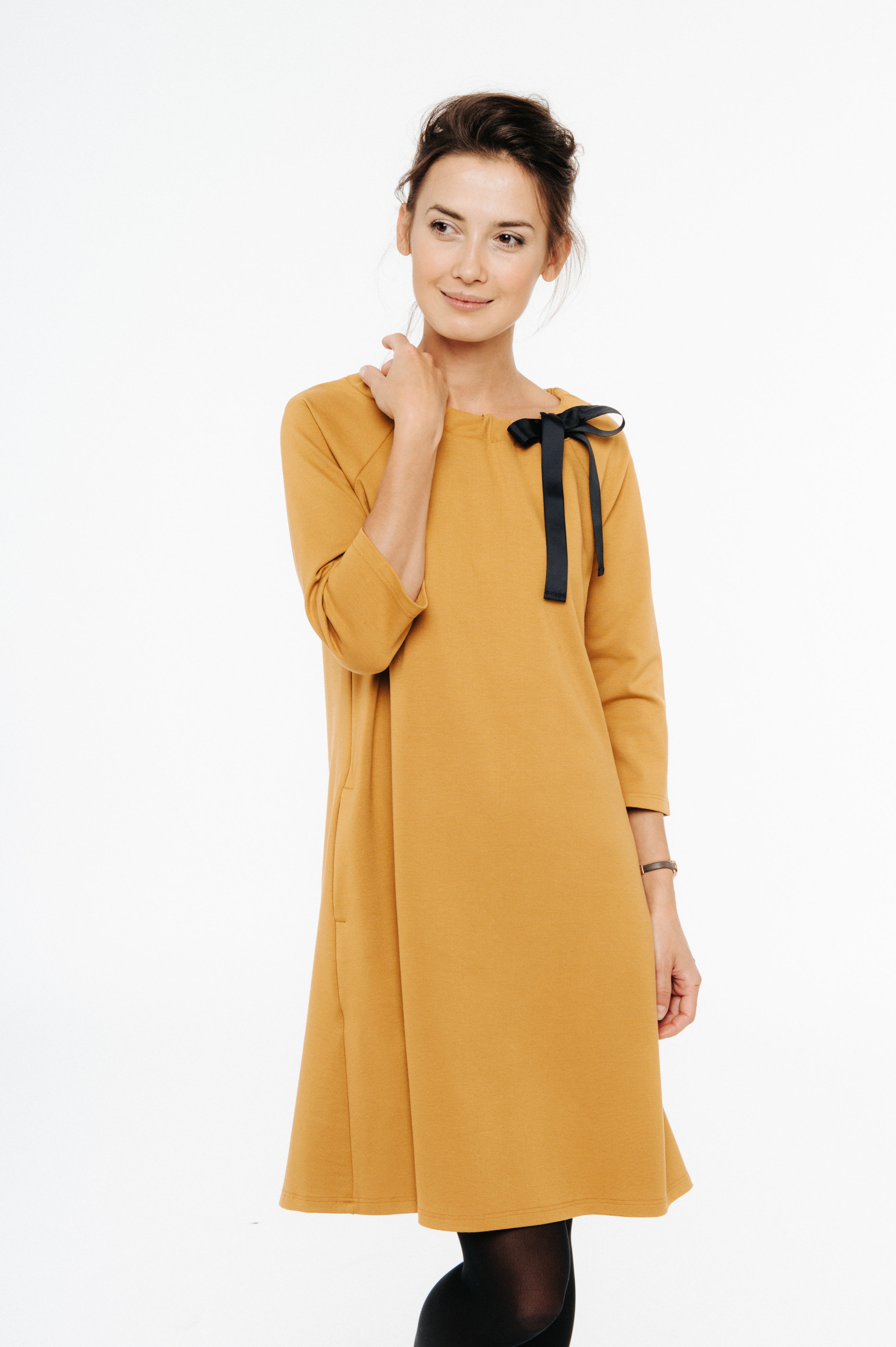 FRENCH — Italian Punto Milano Knit A-Line Dress