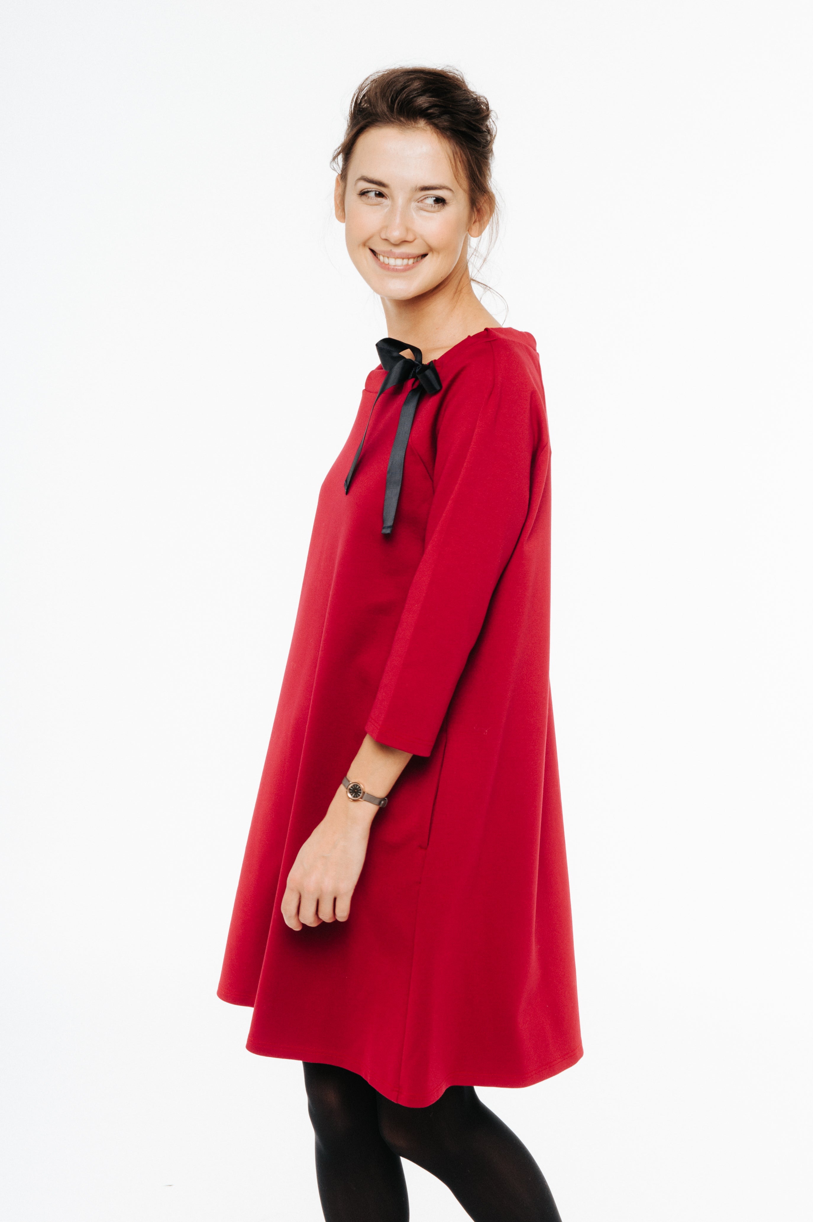 FRENCH — Italian Punto Milano Knit A-Line Dress