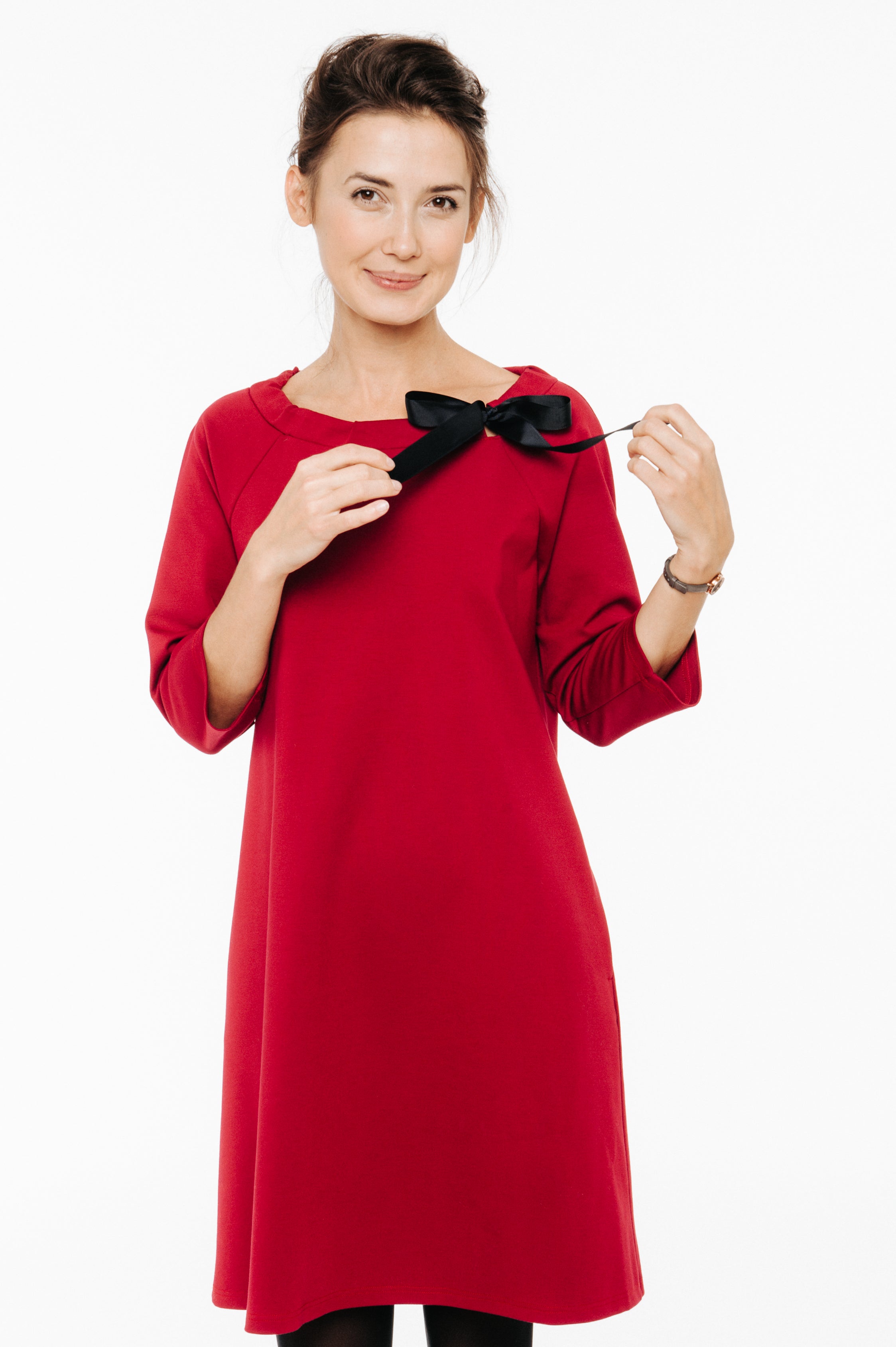 FRENCH — Italian Punto Milano Knit A-Line Dress