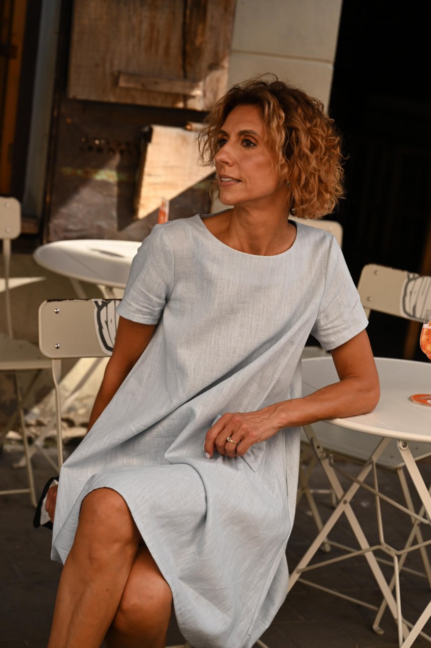 SUMMER KISS — Linen Swing Dress with a Bow