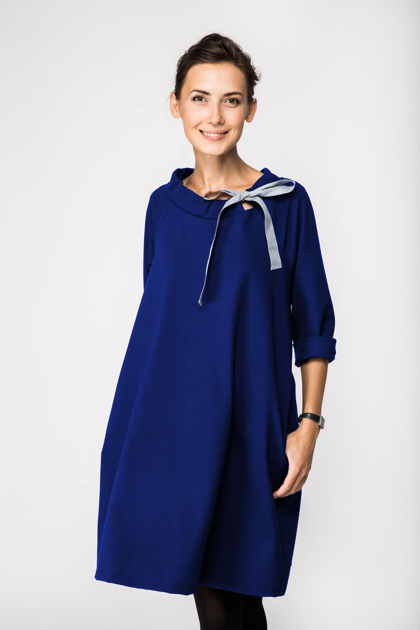 FRENCH — Italian Punto Milano Knit A-Line Dress