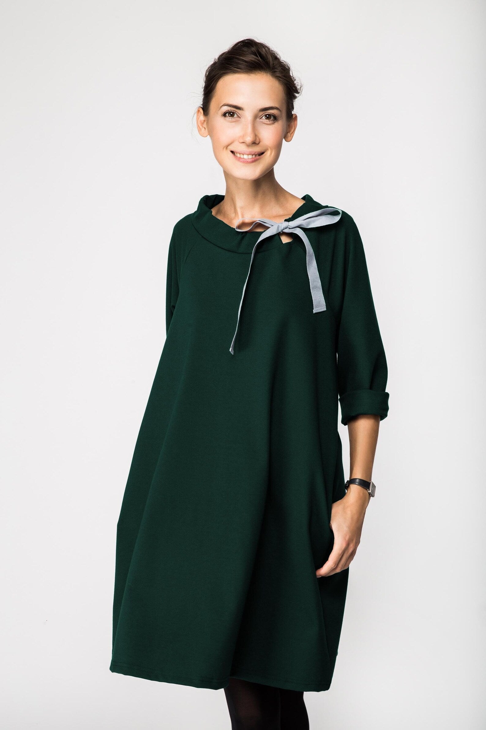 FRENCH — Italian Punto Milano Knit A-Line Dress
