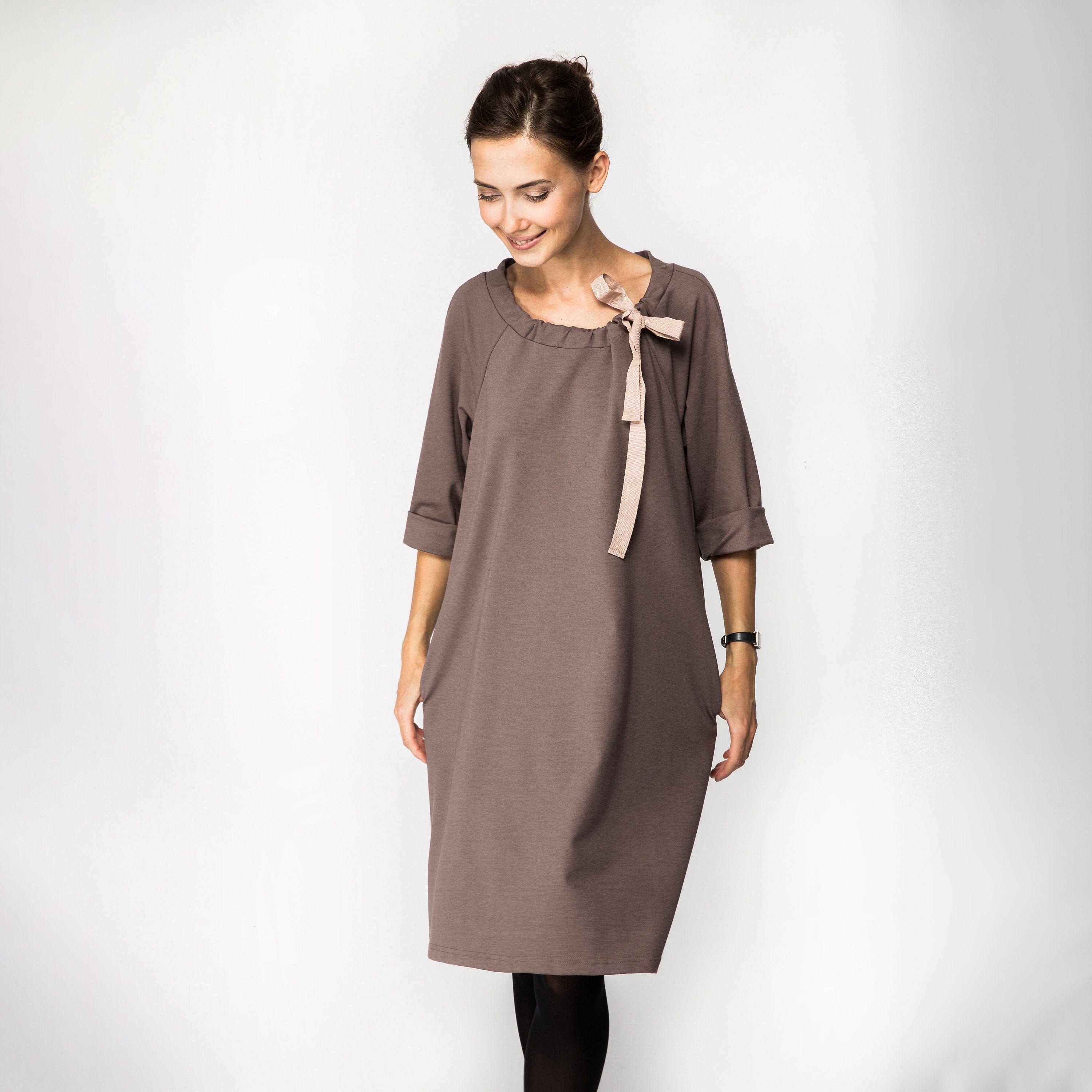 FRENCH — Italian Punto Milano Knit A-Line Dress