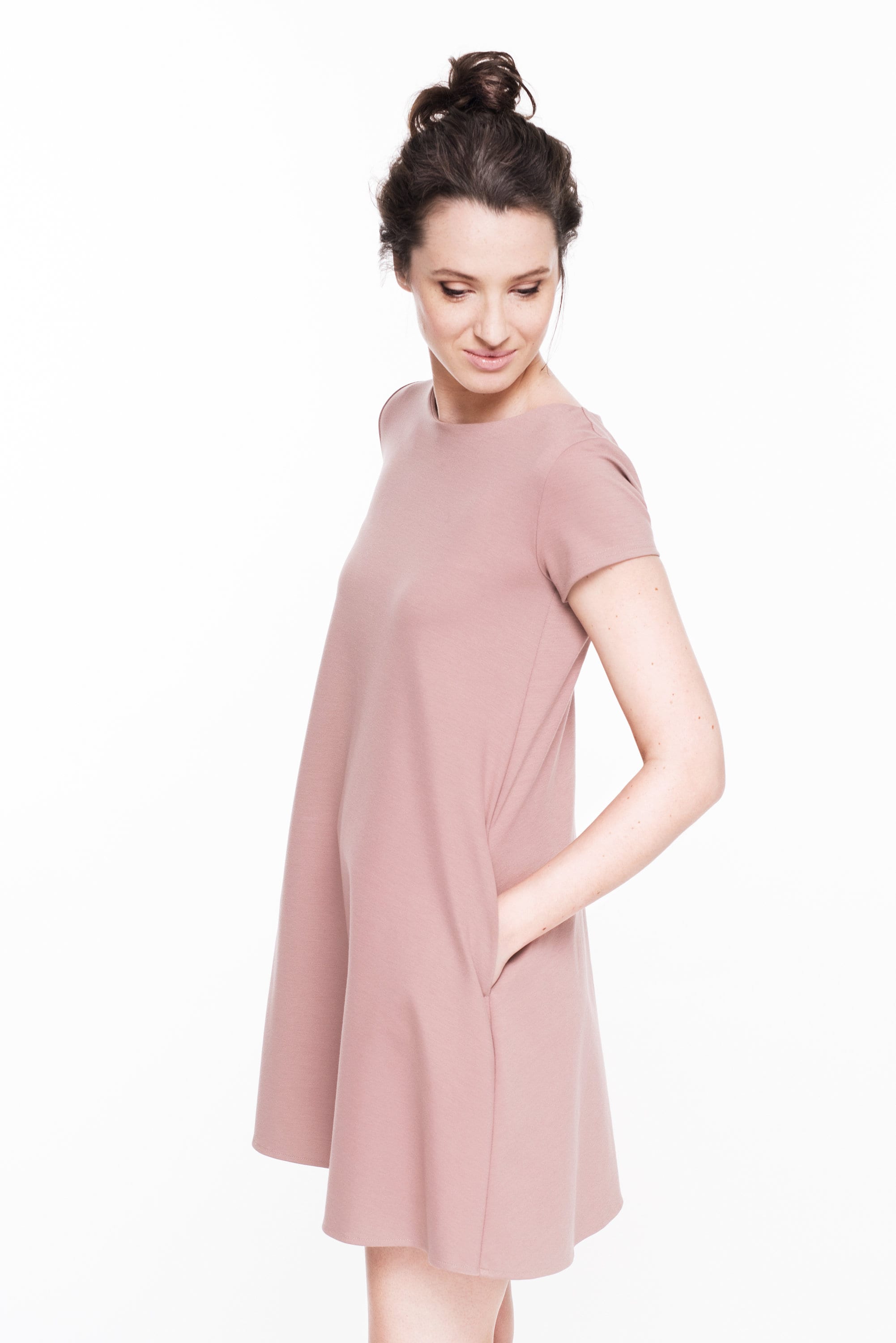 CALMNESS — Italian Punto Milano Knit Swing Dress, Red