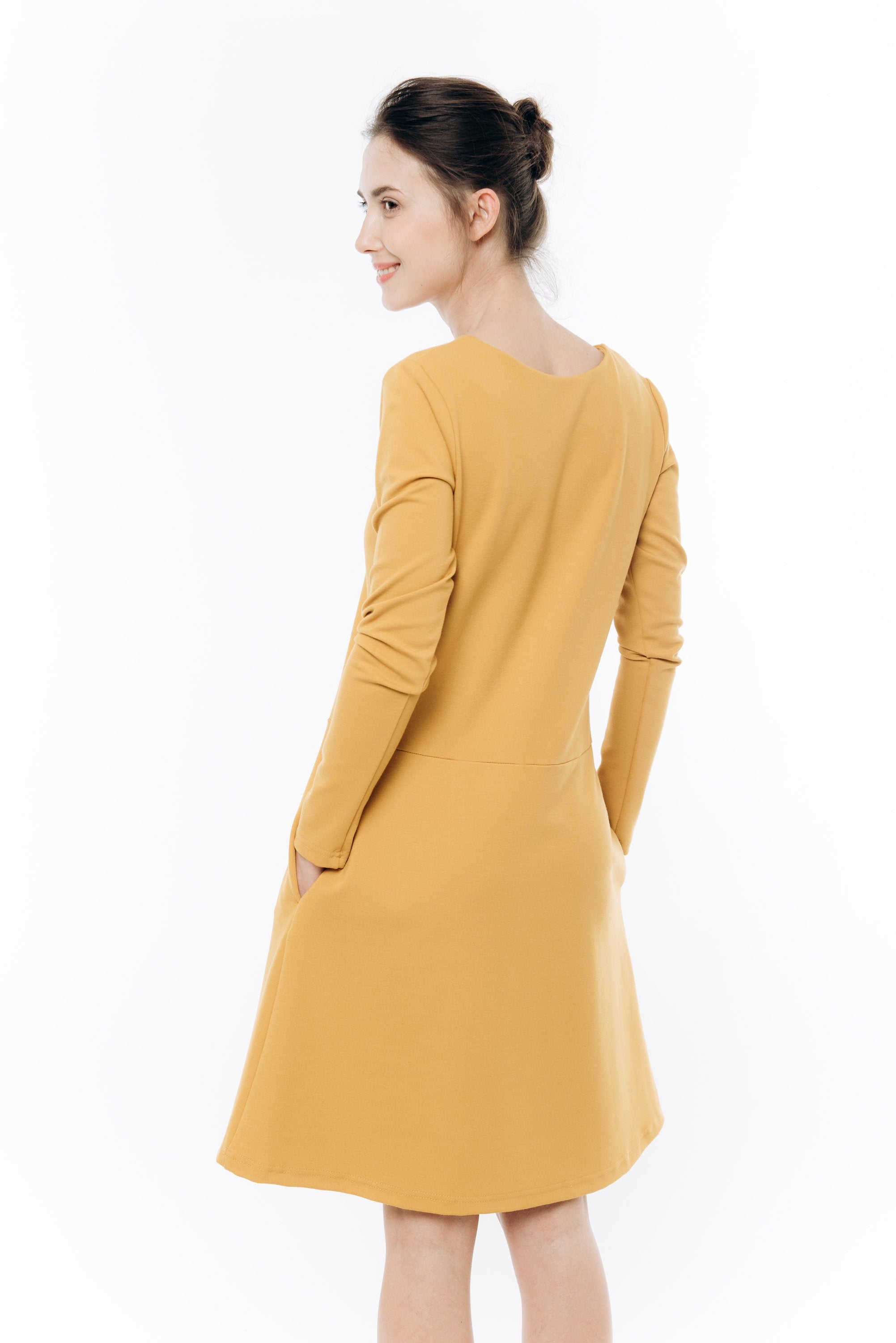 SUN — Italian Punto Milano Knit A-Line Dress with Bow