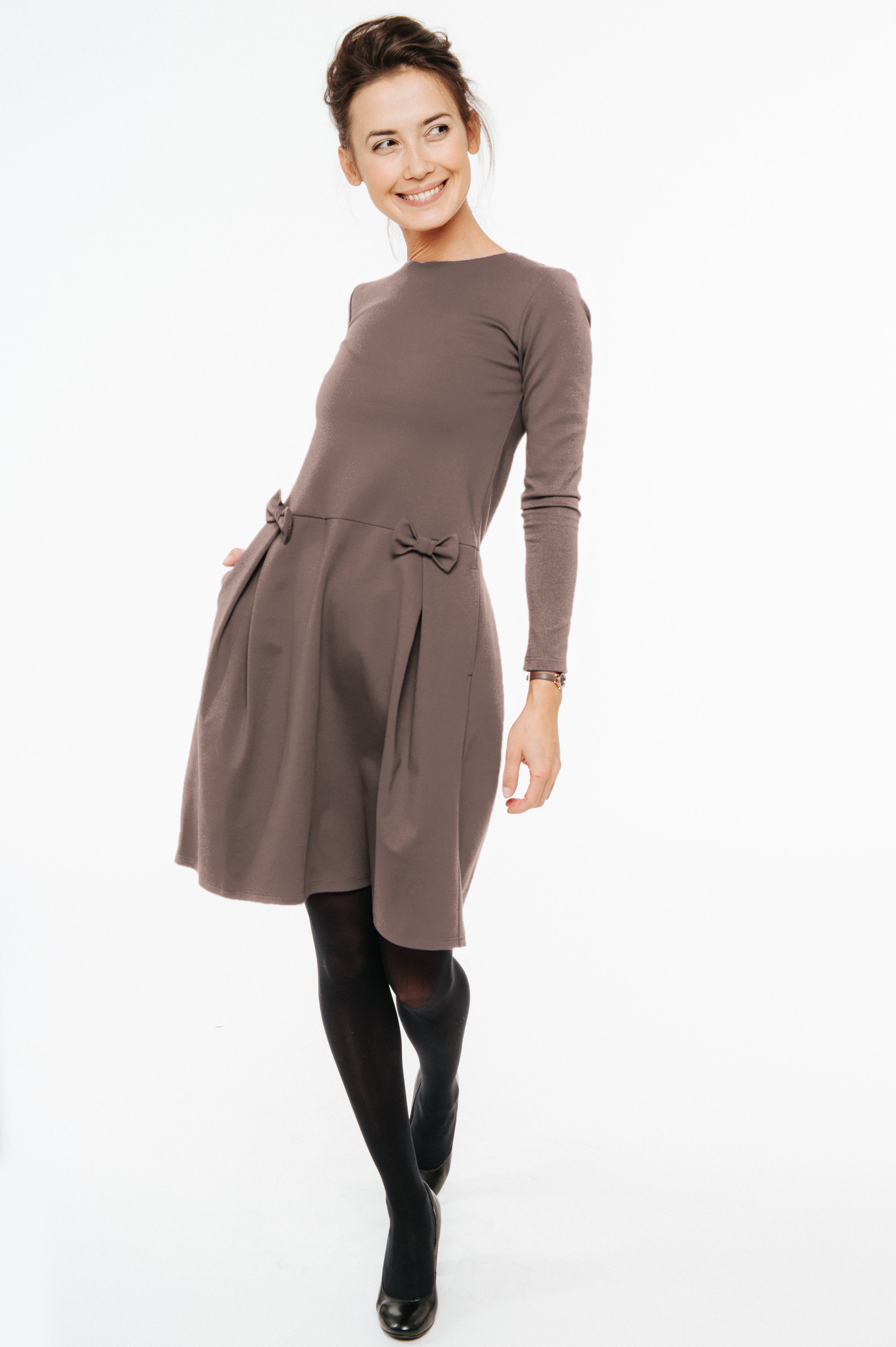 MADMUAZEL — Italian Punto Milano Knit Dress with Bows