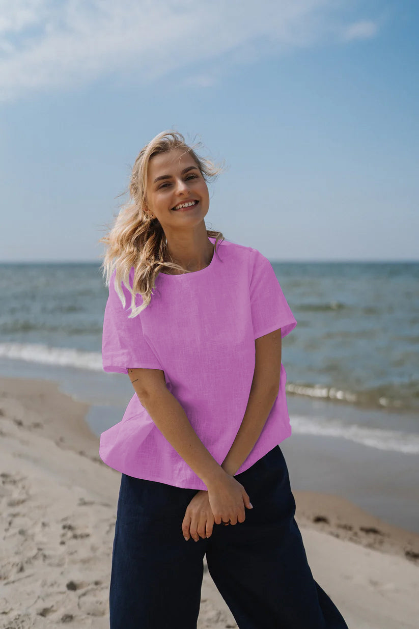HARPER - Linen top - Pink - M
