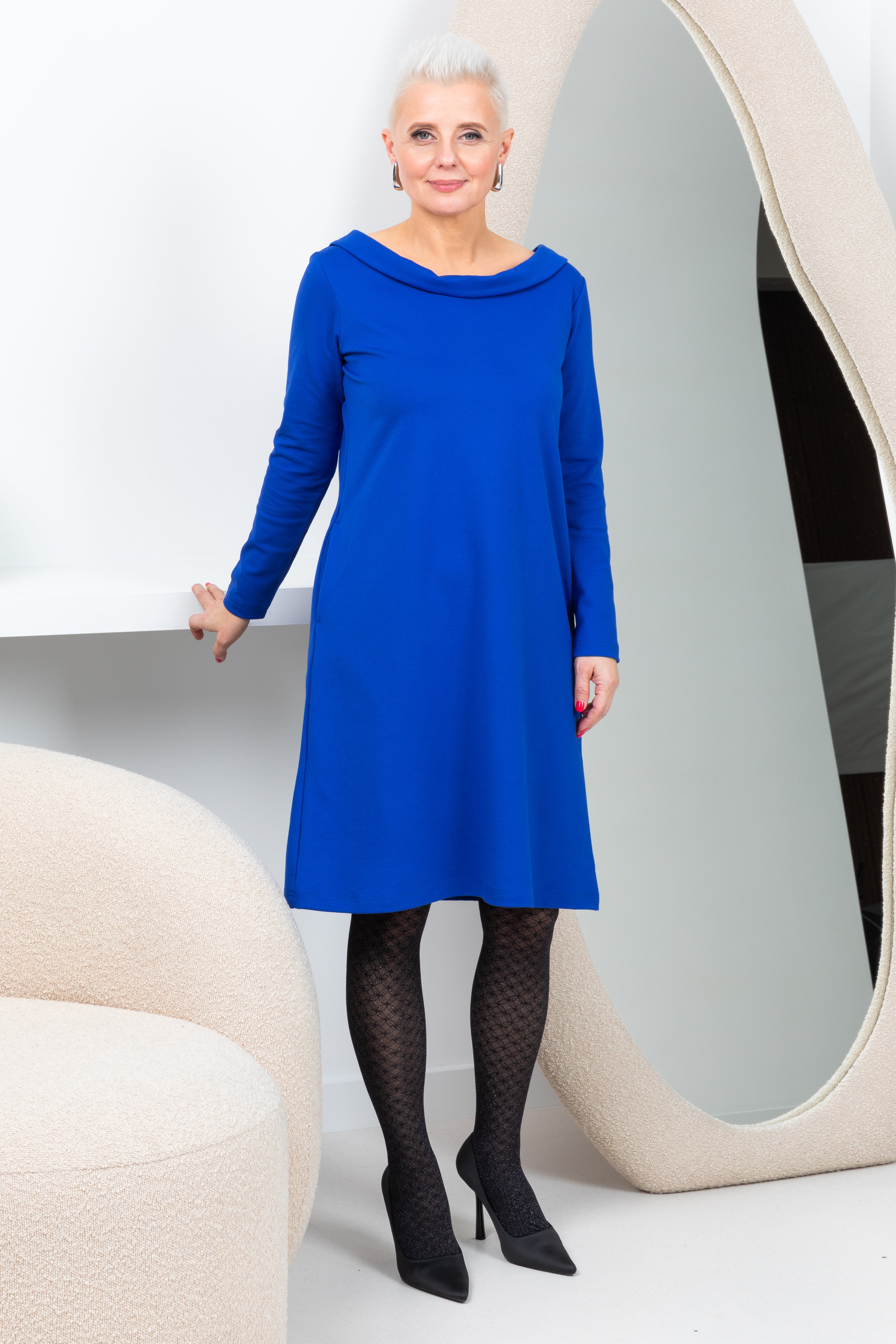STORY — Italian Knit Midi Dress — Blue#Color_Blue