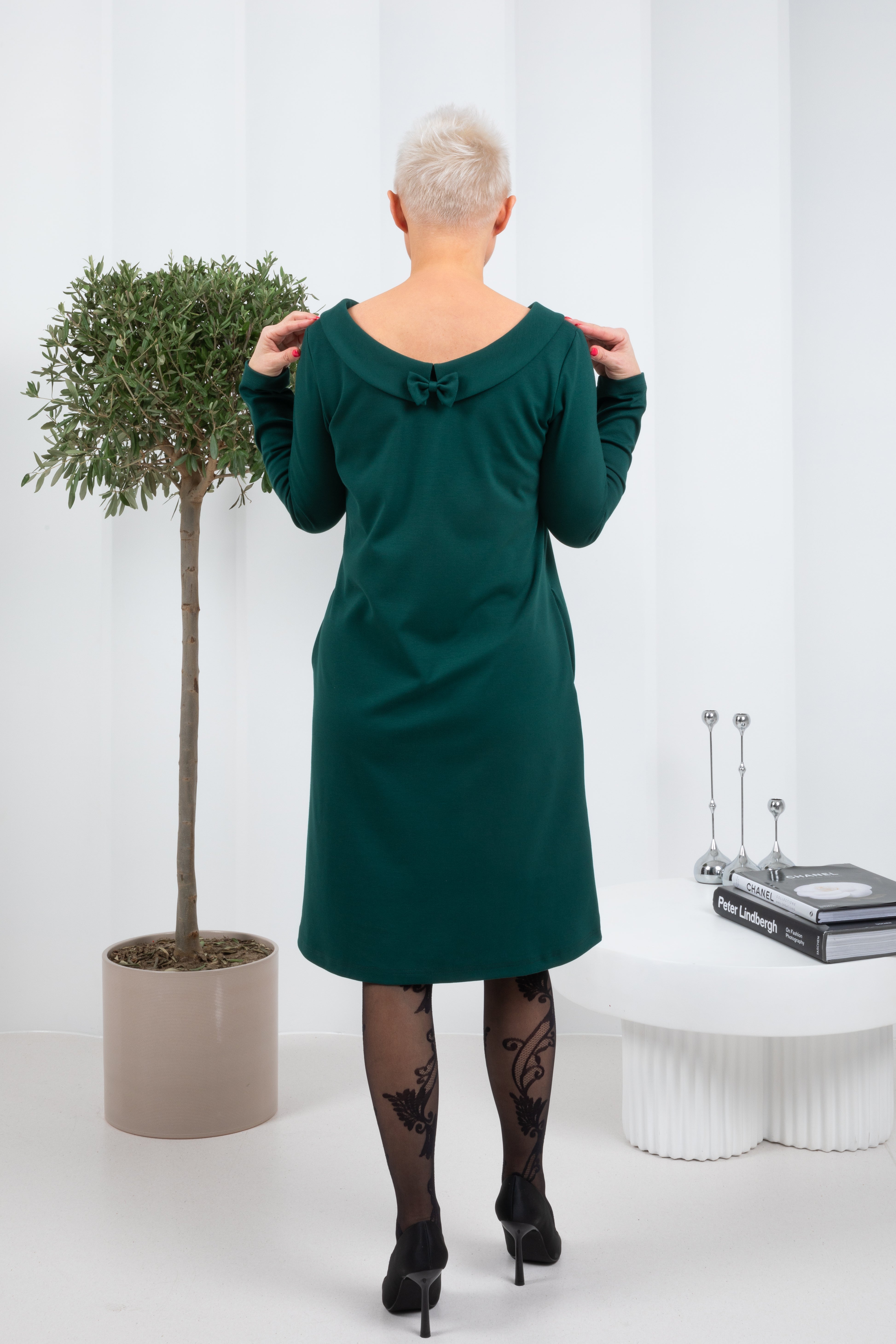 STORY — Italian Knit Midi Dress — Green#Color_Green