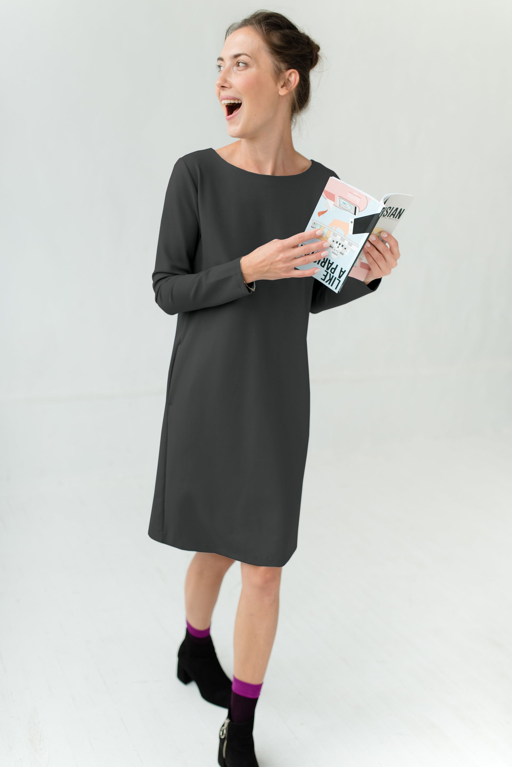 EMILY — Italian Punto Milano Knit Dress With Back Bow
