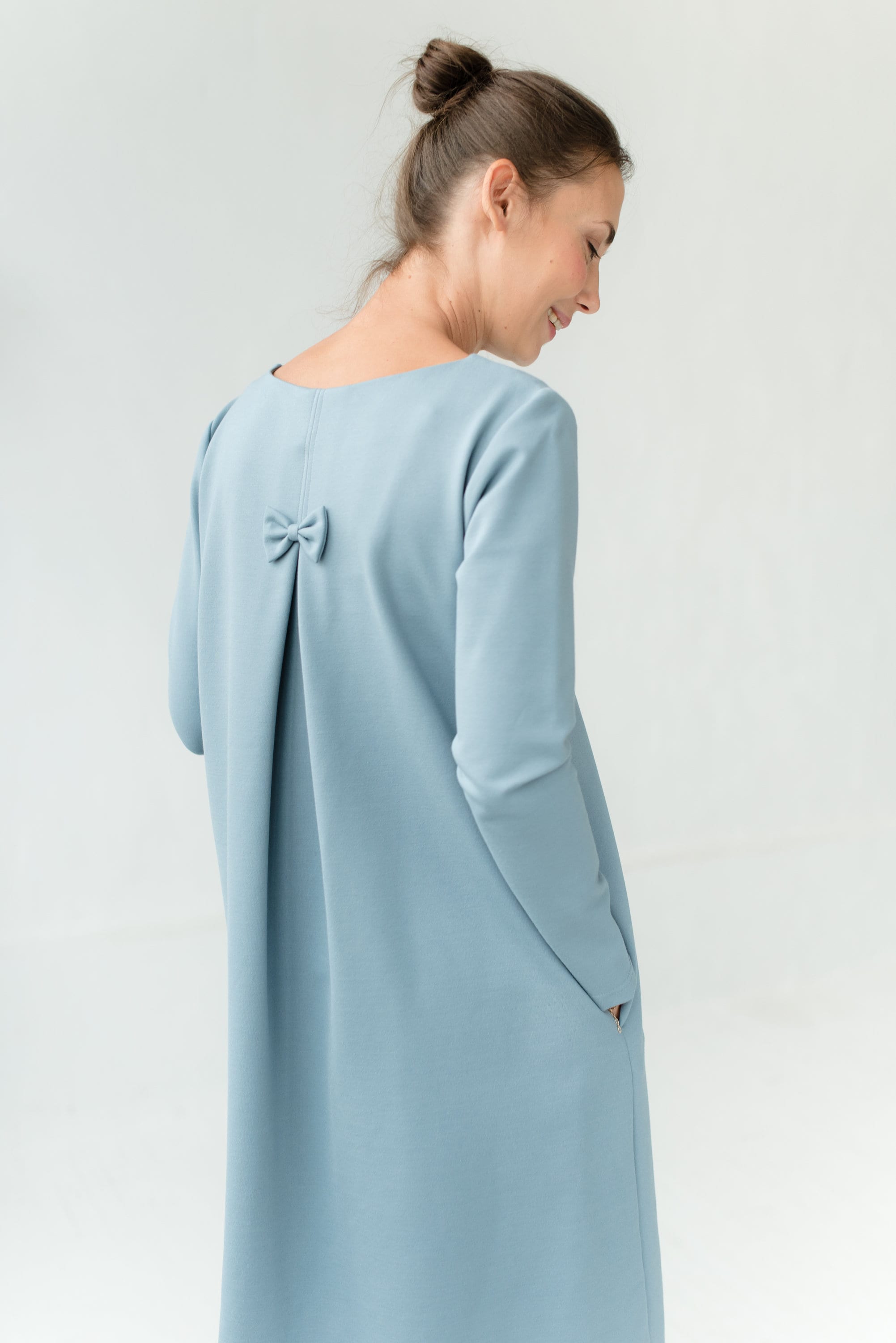 EMILY — Italian Punto Milano Knit Dress With Back Bow