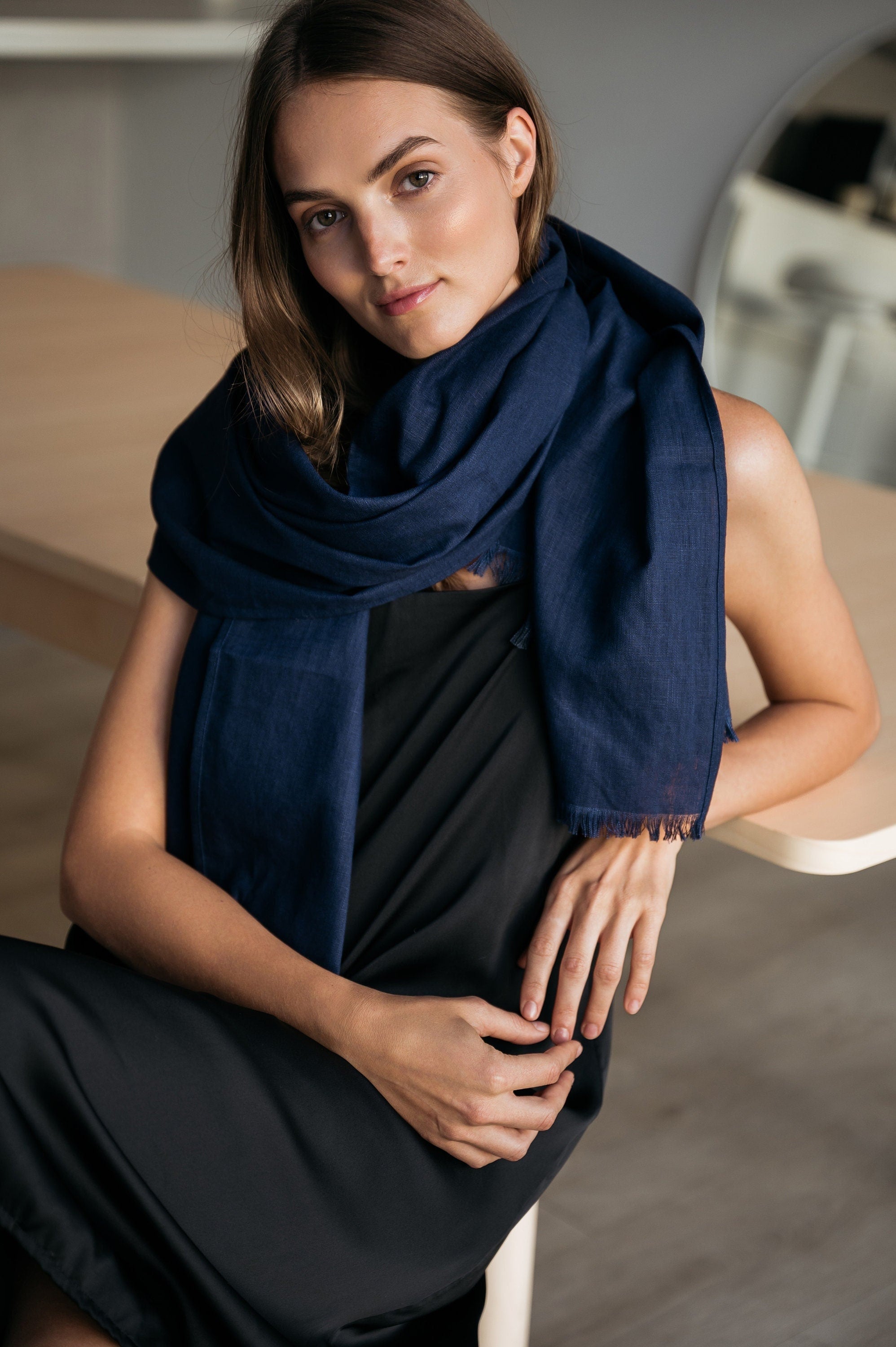 BIG SHADOW — Soft Linen Scarf Wrap