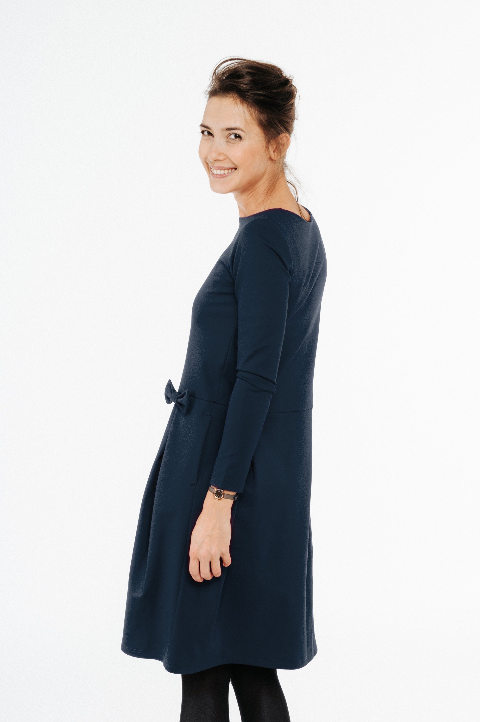 MADMUAZEL — Italian Punto Milano Knit Dress with Bows