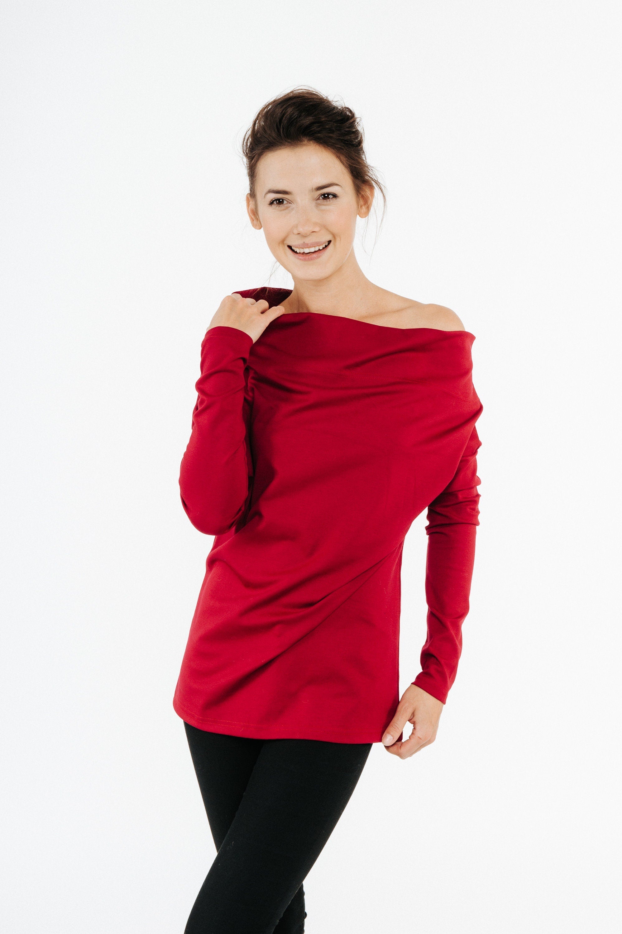 MAGIC — Off-Shoulder Punto Knit Top, Dusty Rose