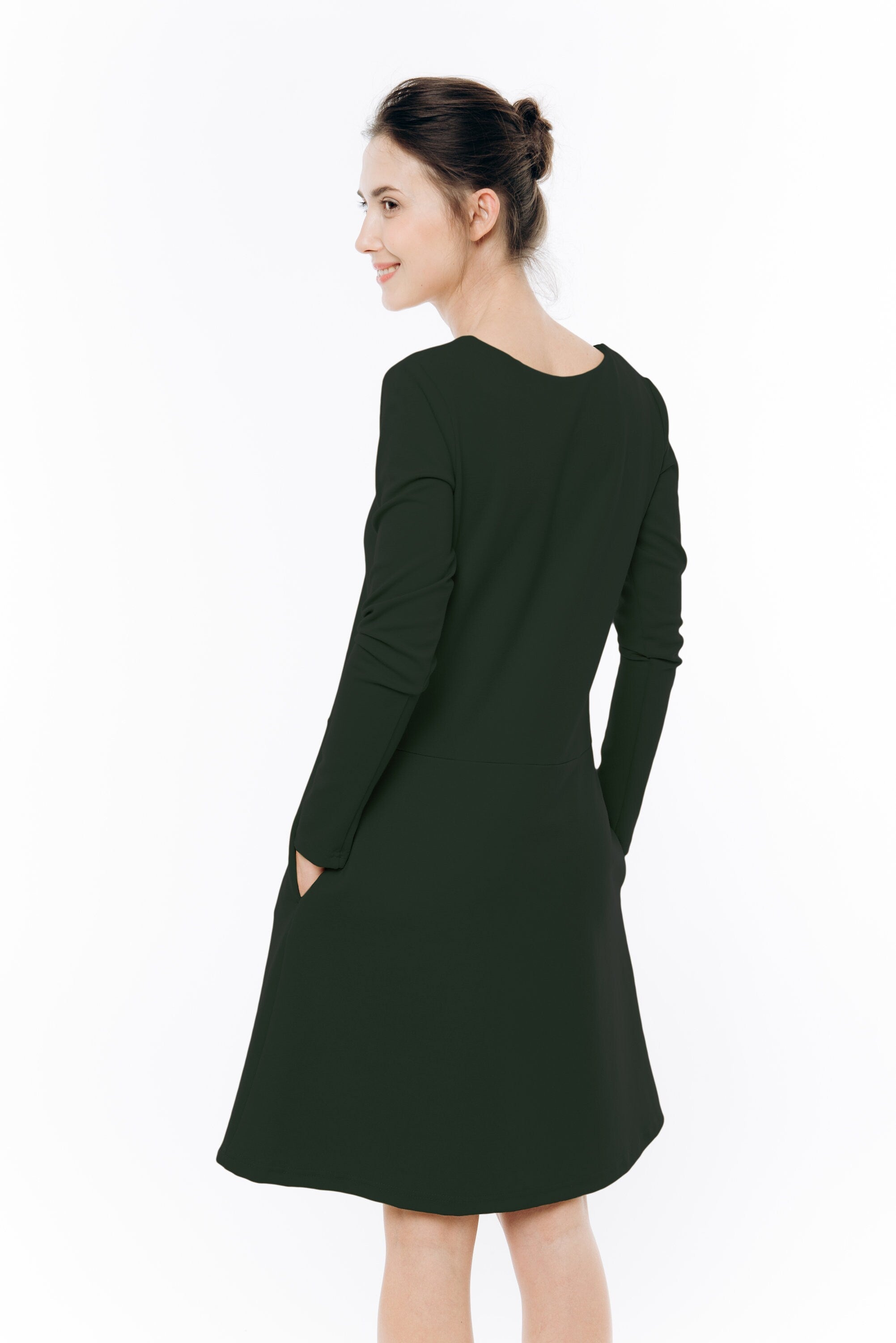 SUN — Italian Punto Milano Knit A-Line Dress with Bow