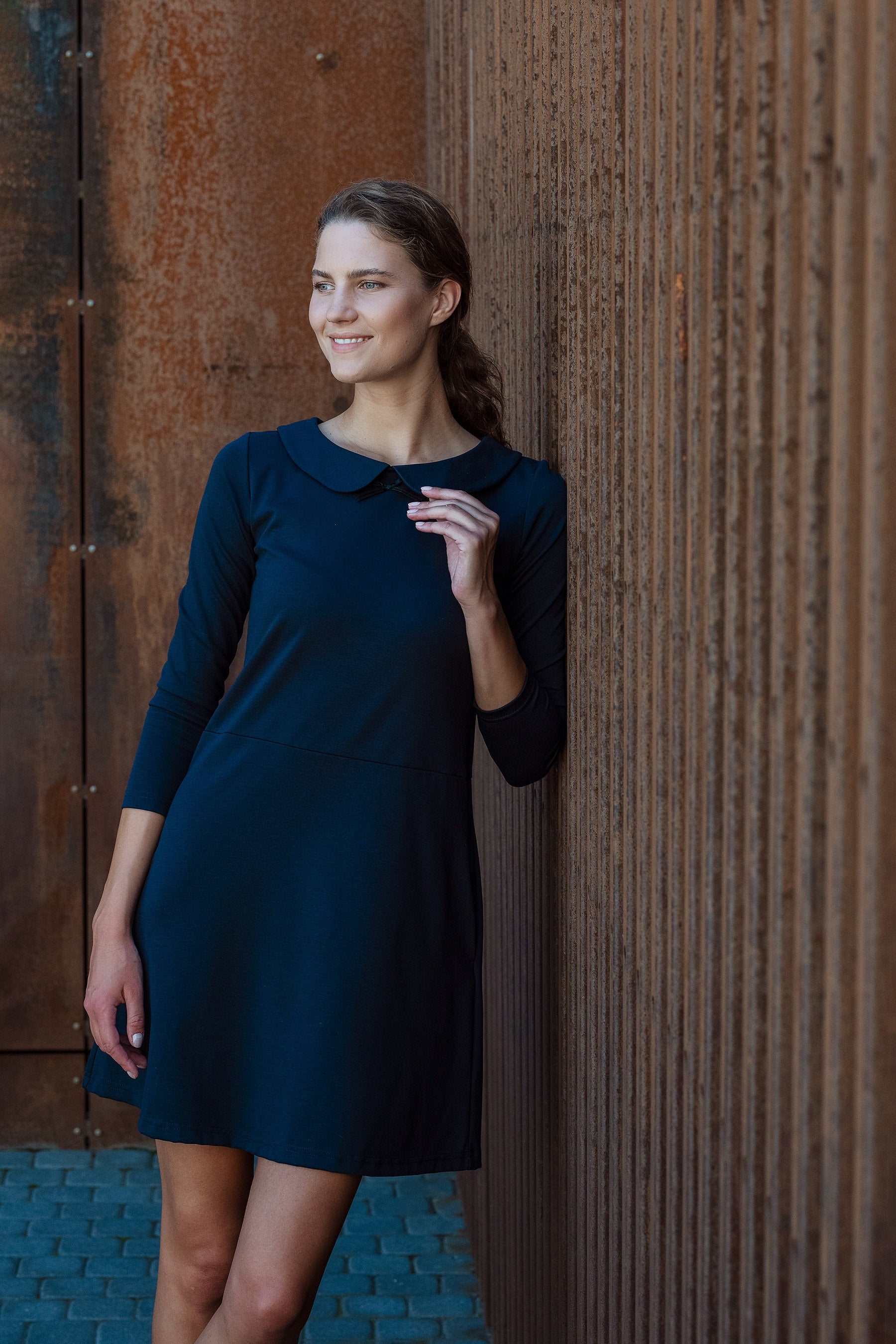 PARISIAN — Italian Punto Milano Knit Collar Dress